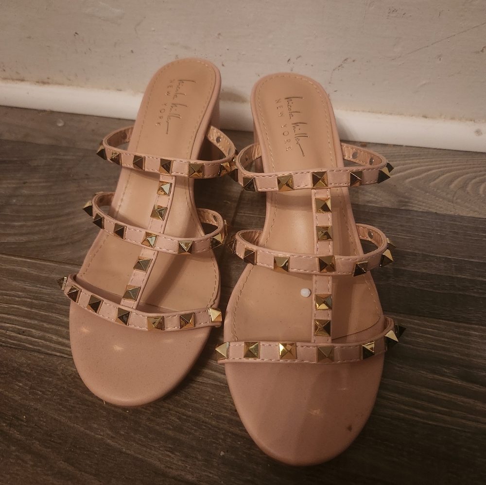Nicole Miller studded strappy kitten heels